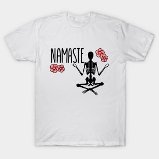 NAMASTE Skeleton Yogist - Flowers T-Shirt